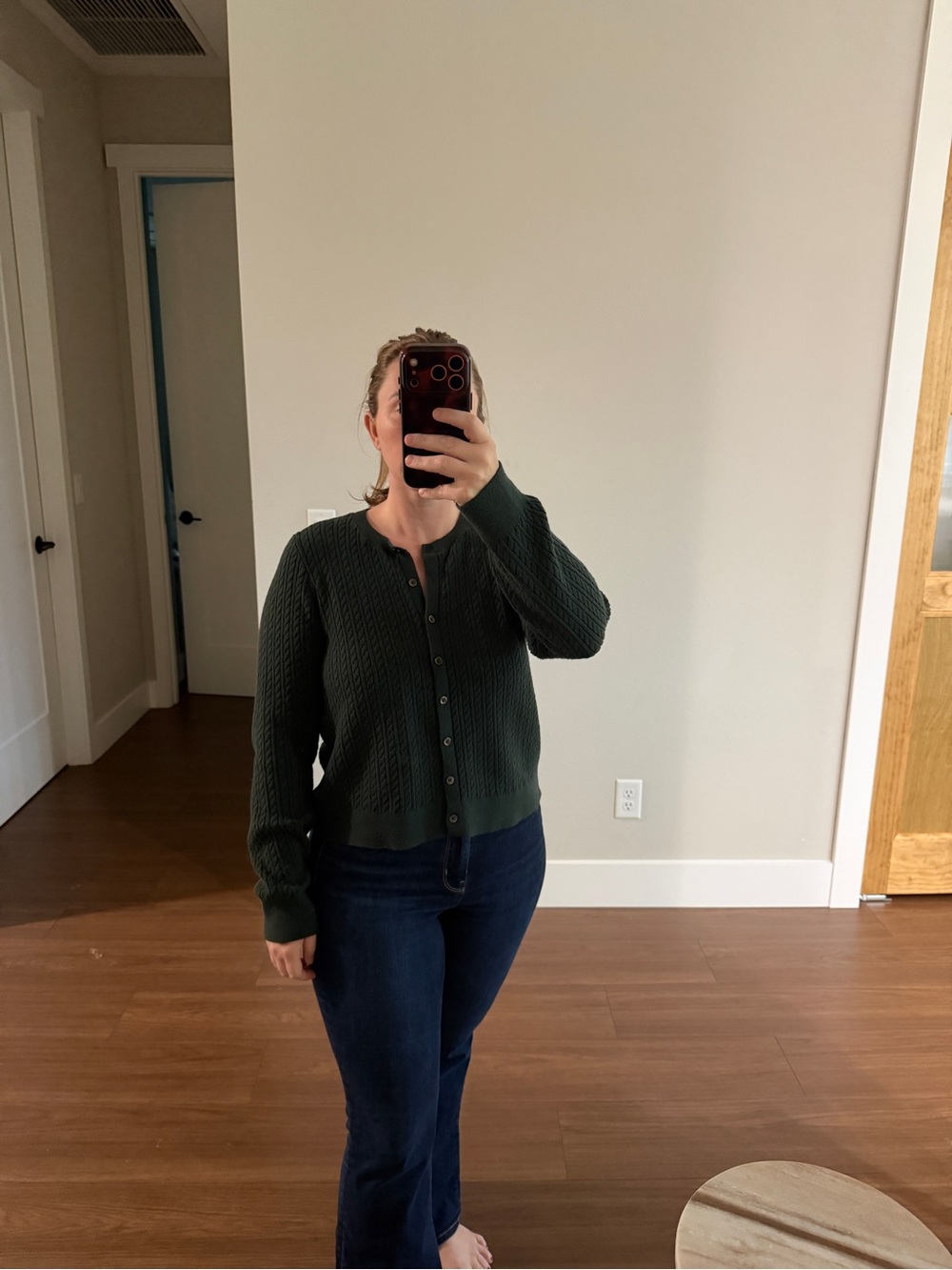 Old Navy Dark Green Button-Up Knit Cardigan